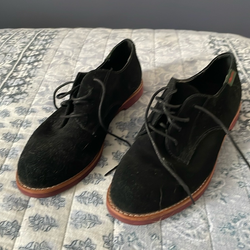 GH Bass Black Suede Oxfords